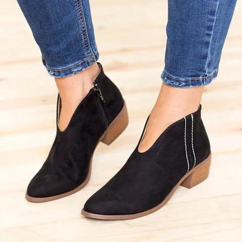 Stylish Vegan Ankle Boots for Women with Block Heel