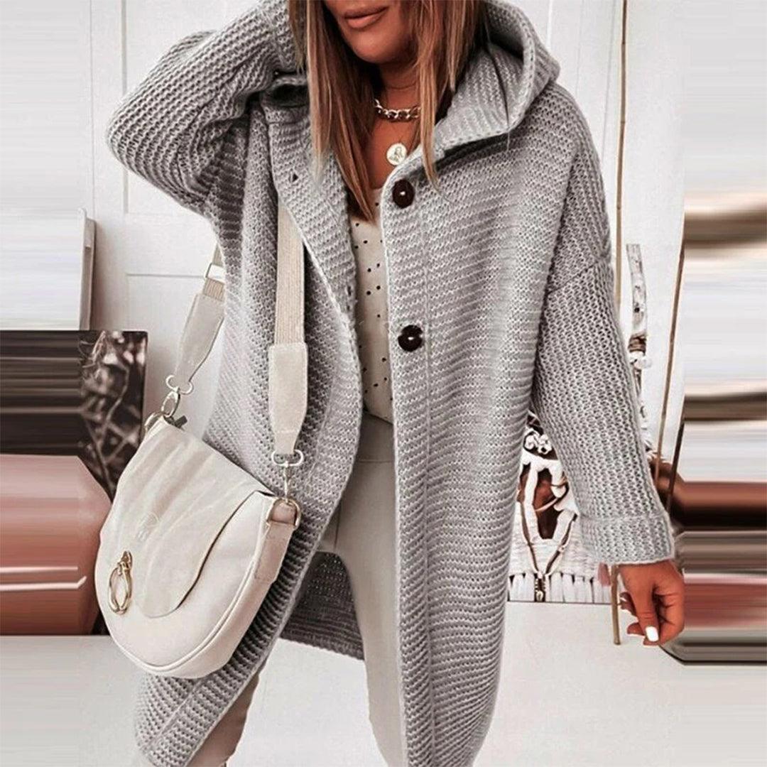 Warm Women's Cable Knit Hooded Cardigan
