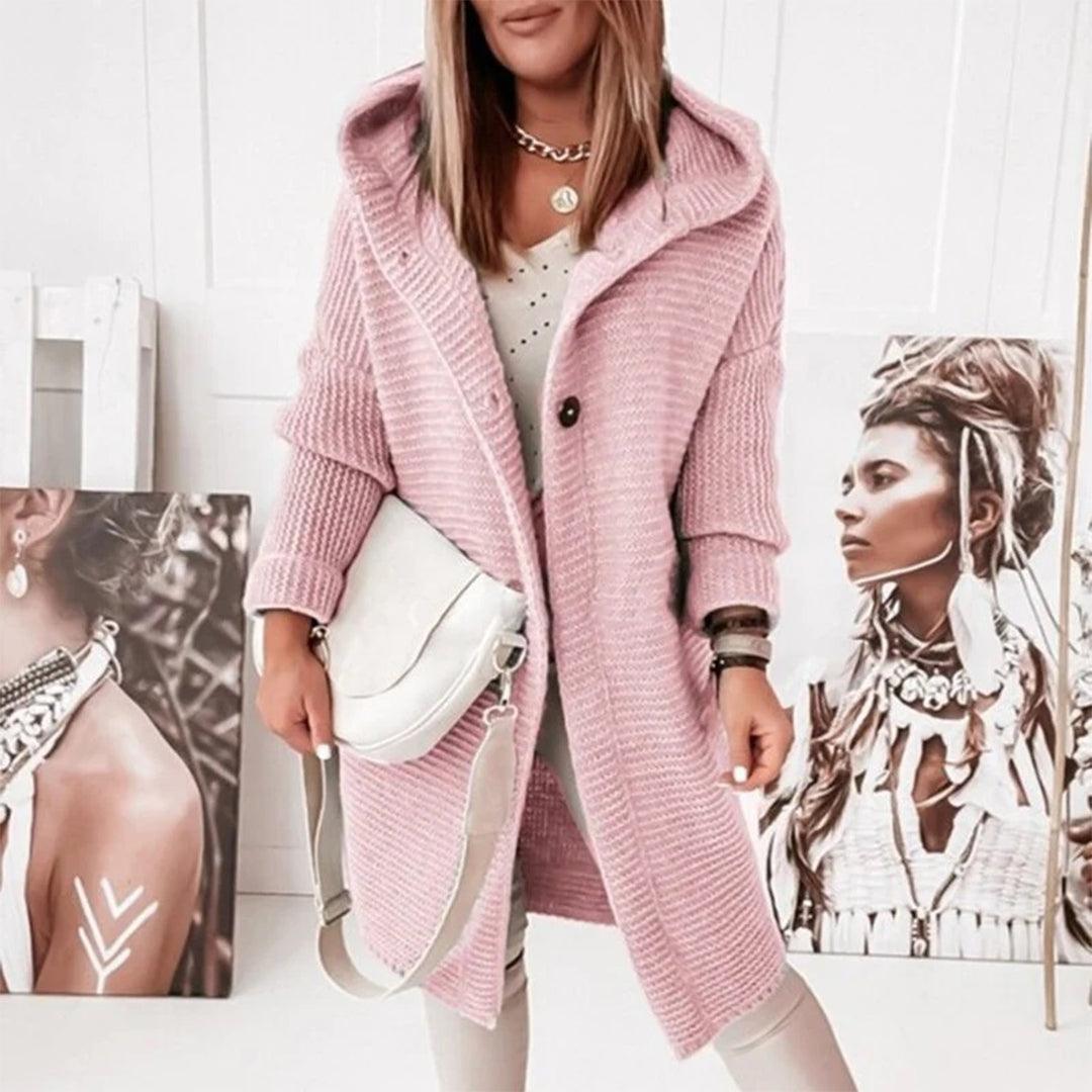 Warm Women's Cable Knit Hooded Cardigan