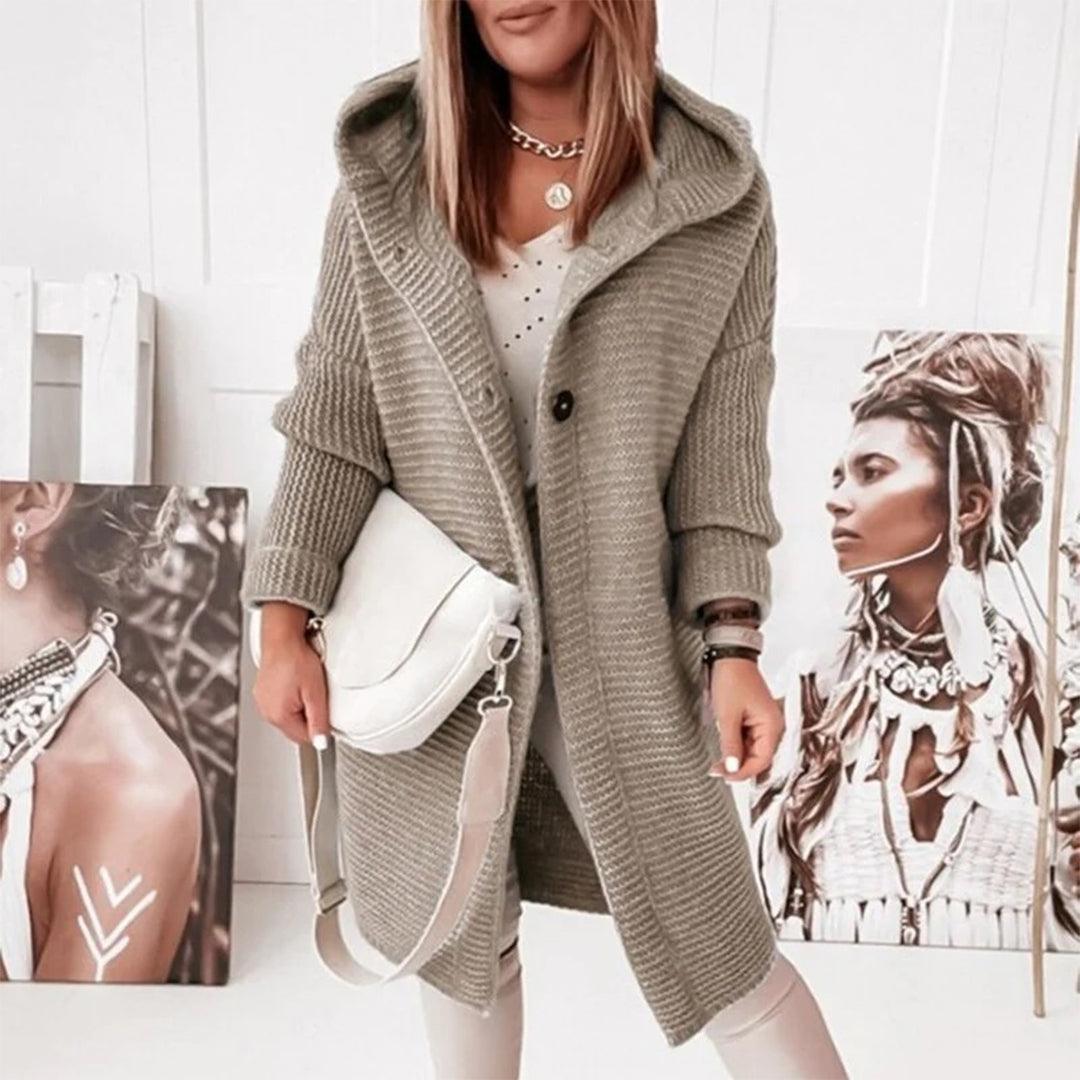Warm Women's Cable Knit Hooded Cardigan