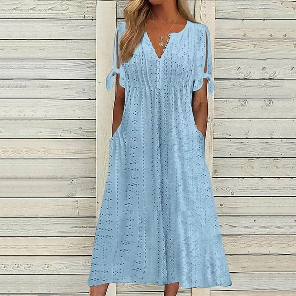 Comfy Lightweight Short Sleeve Midi Dress for Women - VogeLuxe