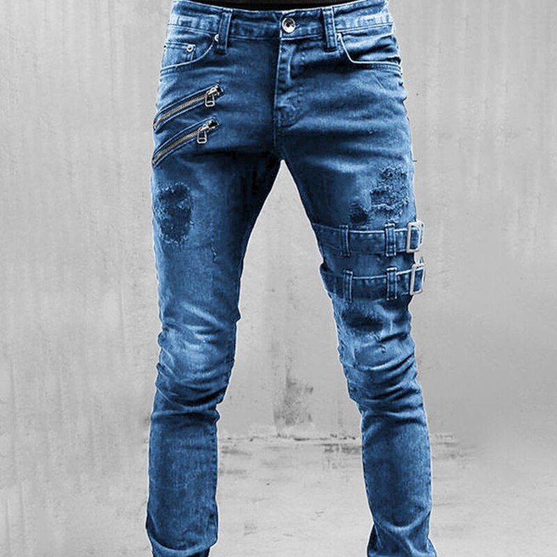 Premium Slim Fit Mens Jeans with Zip Pockets - VogeLuxe
