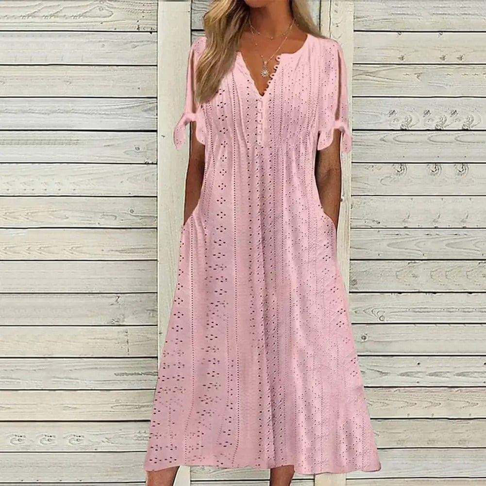Comfy Lightweight Short Sleeve Midi Dress for Women