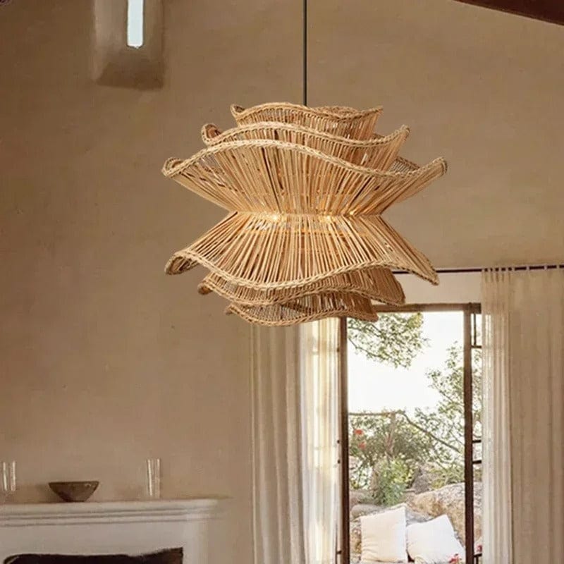 Natural Woven Rattan Ceiling Light - BritishElegance