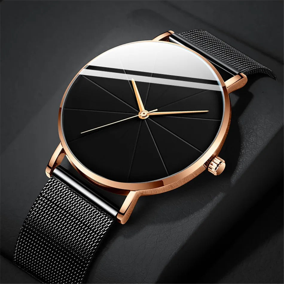 Stylish Mens Watch with Large Leather Strap - VogeLuxe