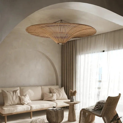 Natural Woven Rattan Ceiling Chandelier - BritishElegance