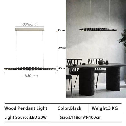 Rustic Wooden Bead Ceiling Light