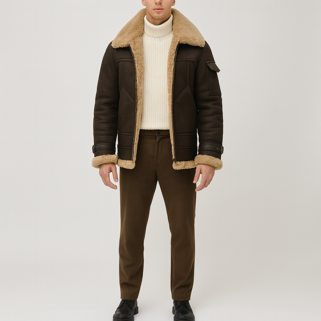 Warm Sheepskin Men's Winter Coat