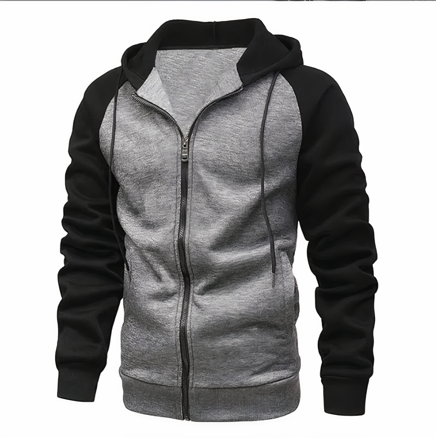 Athletic Zip Up Hooded Sweatshirt for Men