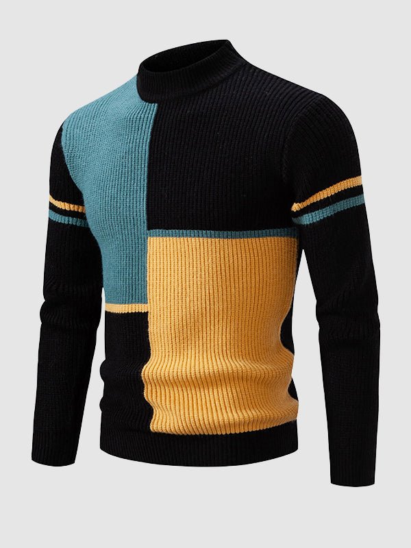 Men's Graphic Crew Neck Block Sweater