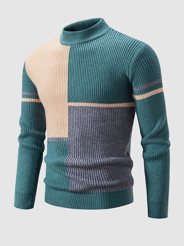 Men's Graphic Crew Neck Block Sweater - VogeLuxe