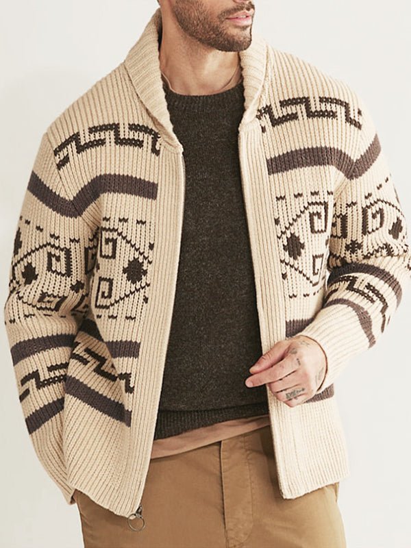 Men's Textured Patterned Crew Neck Sweater - VogeLuxe
