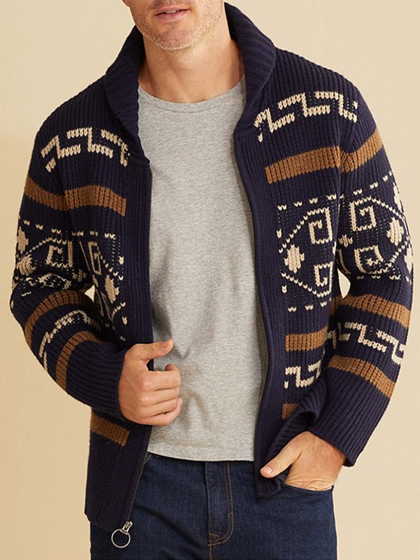 Men's Textured Patterned Crew Neck Sweater