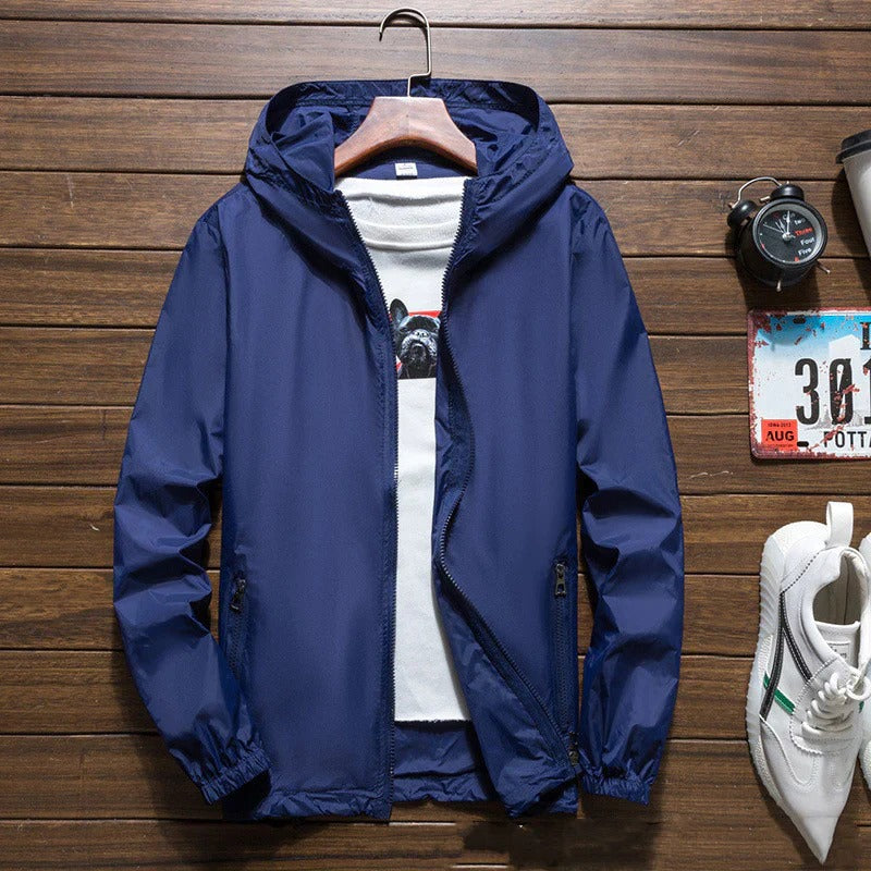 Waterproof Men's Breathable Windbreaker Coat with Hood