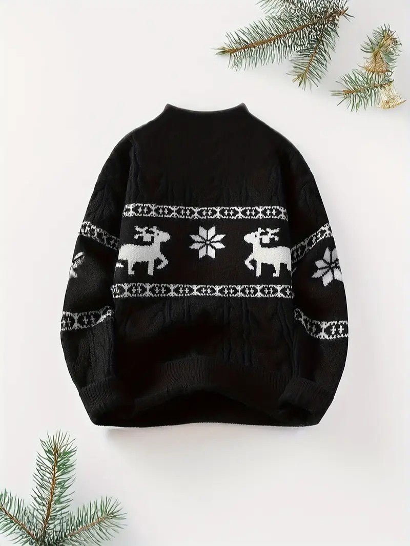 VogeLuxe | Men’s Festive Cable Knit Crewneck Sweater