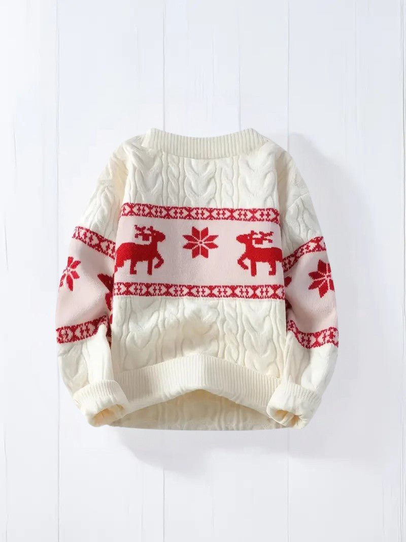 VogeLuxe | Men’s Festive Cable Knit Crewneck Sweater