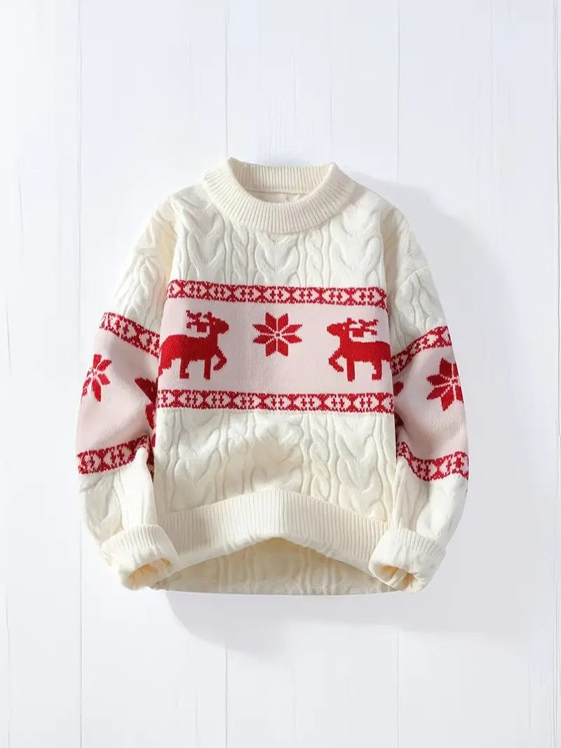 VogeLuxe | Men’s Festive Cable Knit Crewneck Sweater
