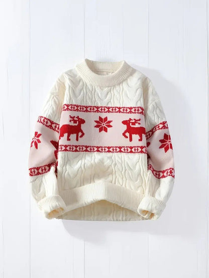 VogeLuxe | Men’s Festive Cable Knit Crewneck Sweater