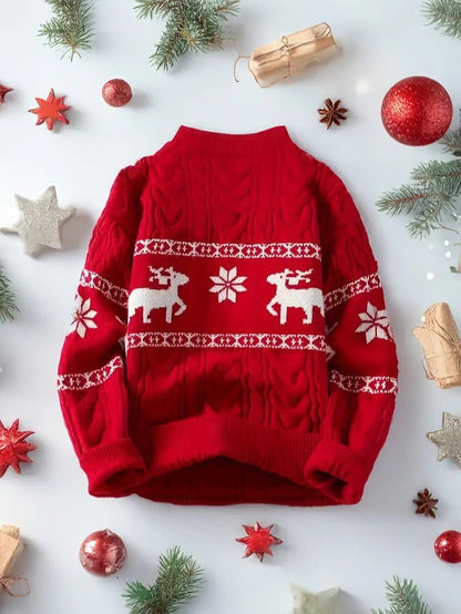 VogeLuxe | Men’s Festive Cable Knit Crewneck Sweater