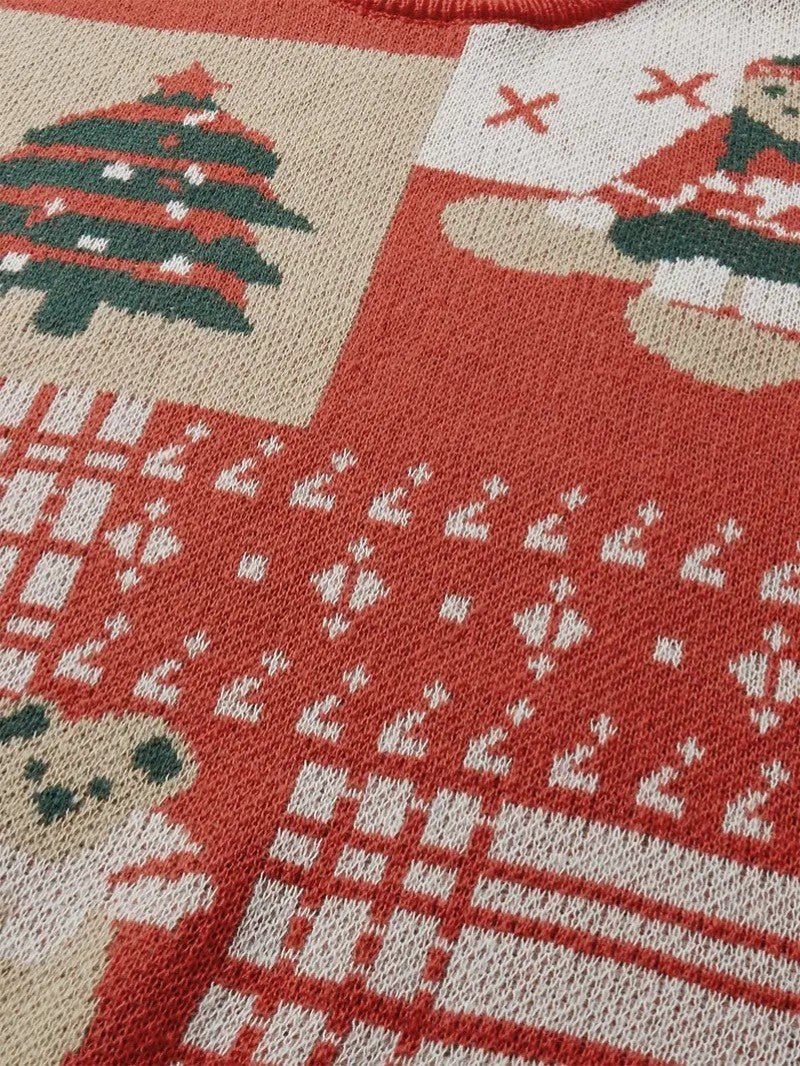 VogeLuxe | Men’s Festive Patchwork Crewneck Knit Sweater