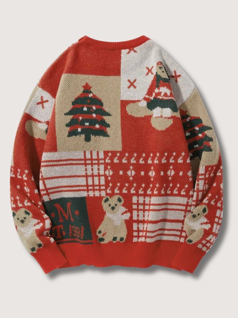 VogeLuxe | Men’s Festive Patchwork Crewneck Knit Sweater