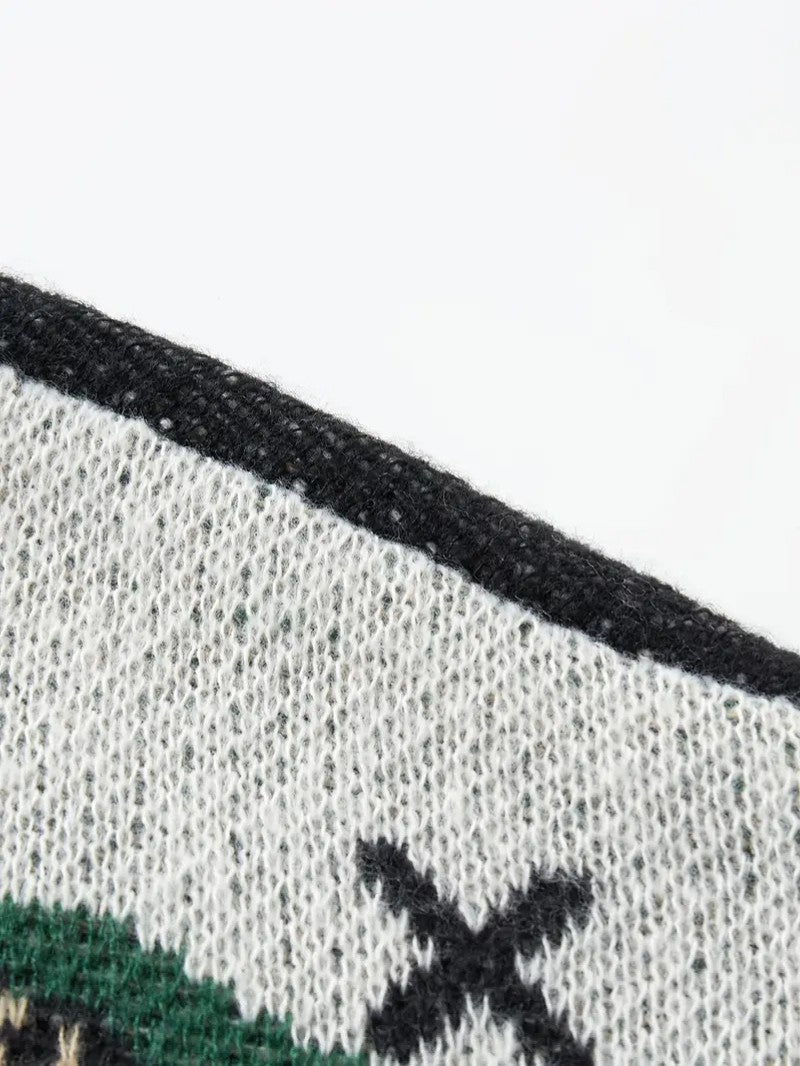 VogeLuxe | Men’s Festive Patchwork Crewneck Knit Sweater