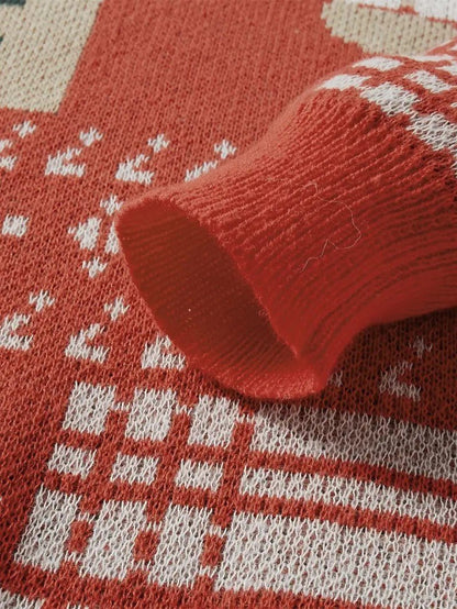 VogeLuxe | Men’s Festive Patchwork Crewneck Knit Sweater