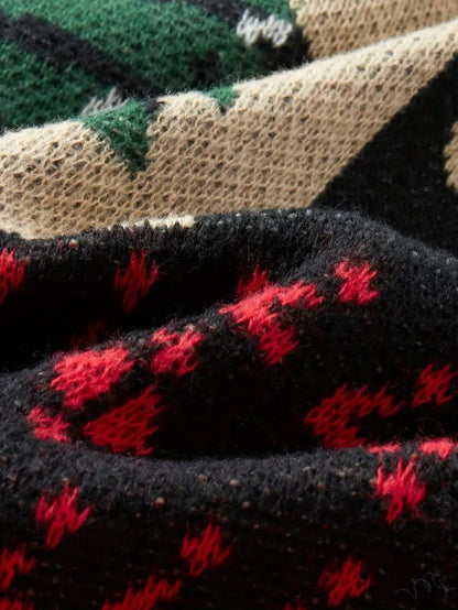 VogeLuxe | Men’s Festive Patchwork Crewneck Knit Sweater
