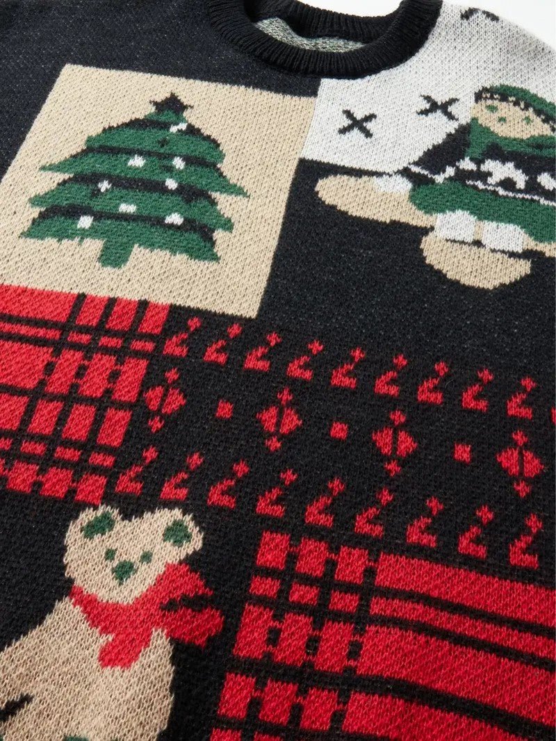VogeLuxe | Men’s Festive Patchwork Crewneck Knit Sweater