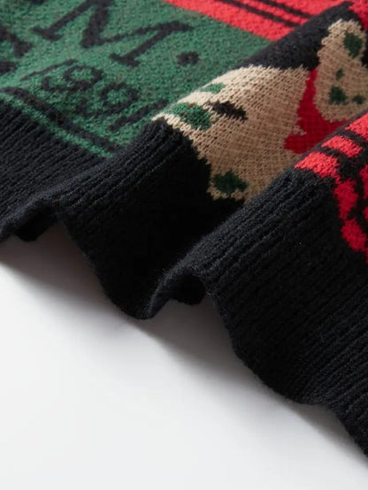 VogeLuxe | Men’s Festive Patchwork Crewneck Knit Sweater