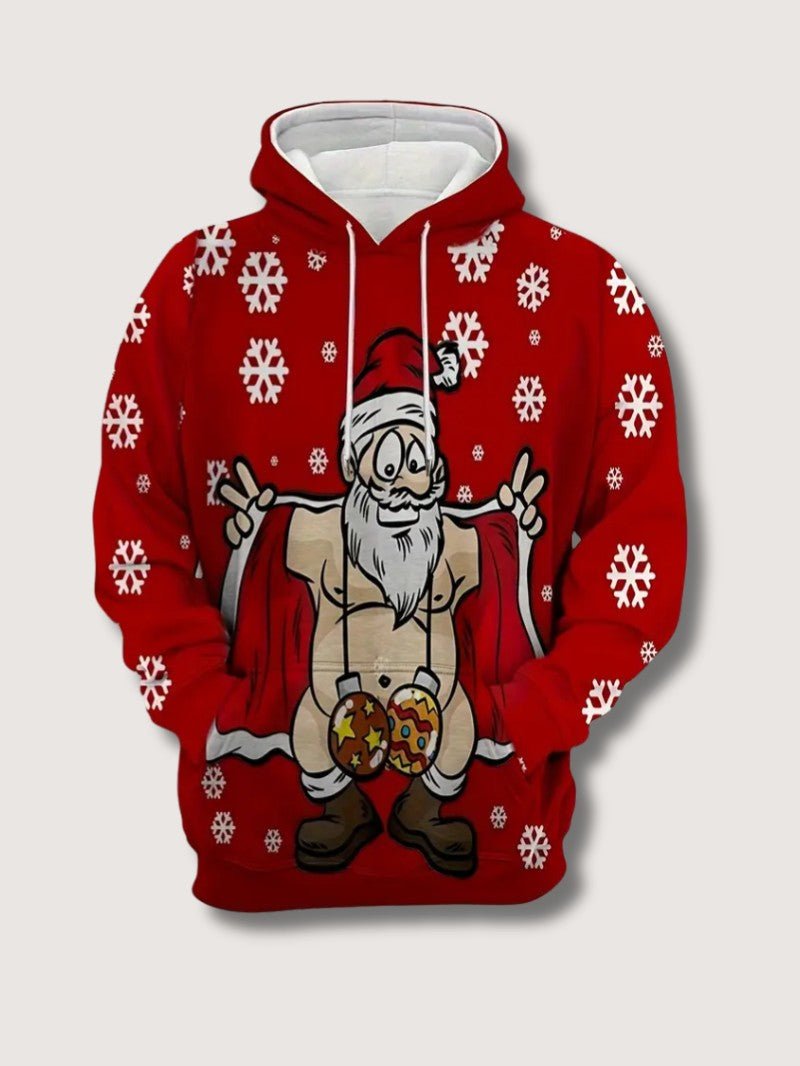 VogeLuxe | Men’s Novelty Santa Graphic Hooded Sweatshirt