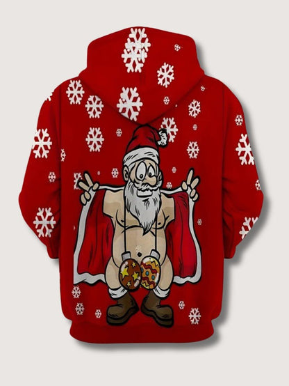 VogeLuxe | Men’s Novelty Santa Graphic Hooded Sweatshirt