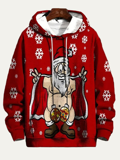 VogeLuxe | Men’s Novelty Santa Graphic Hooded Sweatshirt