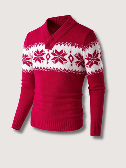 VogeLuxe | Men’s Shawl Collar Fair Isle Knit Sweater