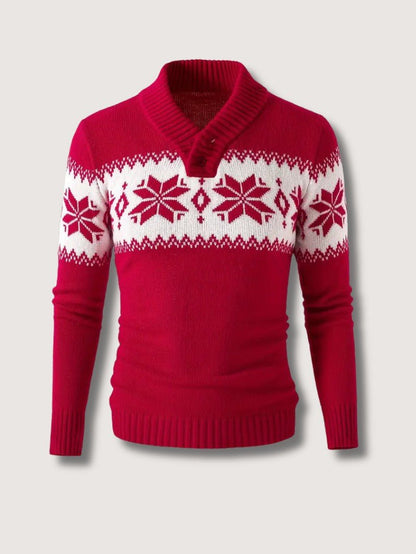 VogeLuxe | Men’s Shawl Collar Fair Isle Knit Sweater