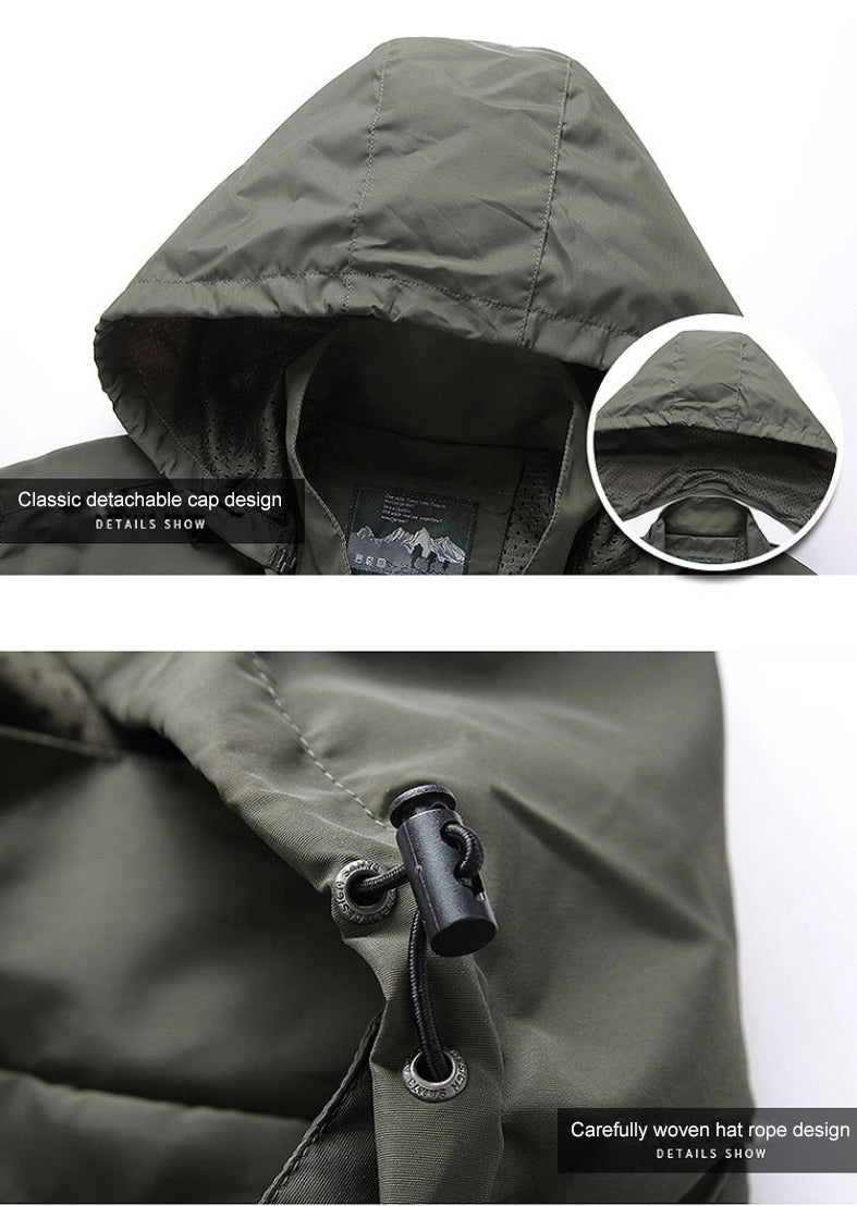 VogeLuxe | Men’s Multi Pocket Full Zip Hooded Jacket