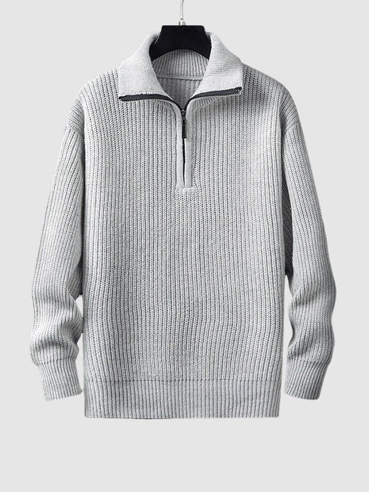 Warm Quarter Zip Knit Sweater for Men - VogeLuxe