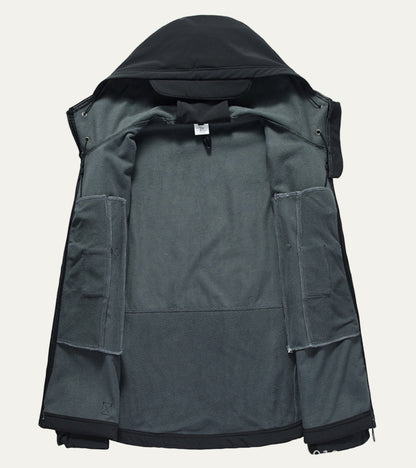 VogeLuxe | Men’s Tactical Softshell Jacket with Hood and Utility Pockets