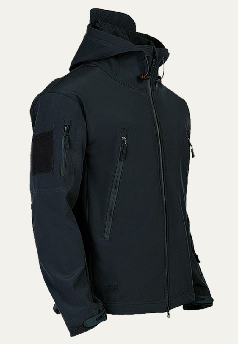 VogeLuxe | Men’s Tactical Softshell Jacket with Hood and Utility Pockets
