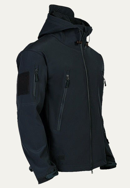 VogeLuxe | Men’s Tactical Softshell Jacket with Hood and Utility Pockets