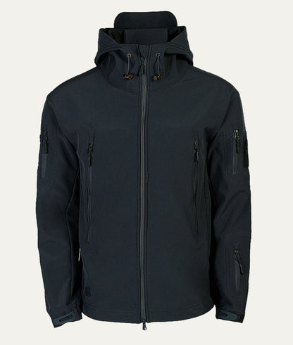 VogeLuxe | Men’s Tactical Softshell Jacket with Hood and Utility Pockets