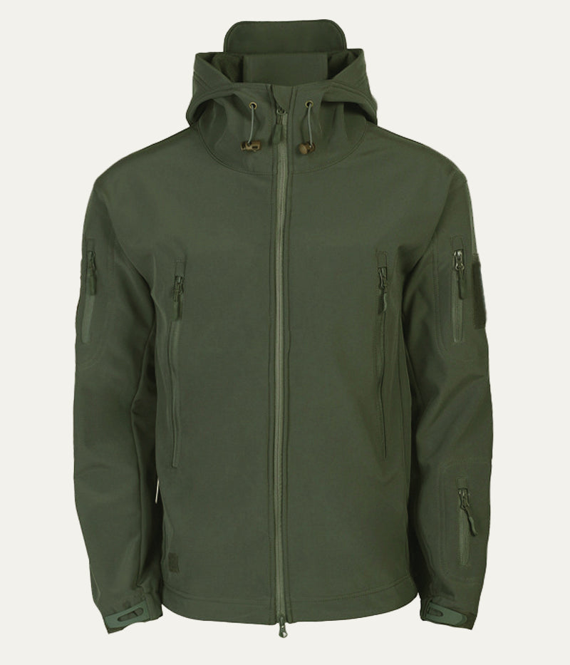 VogeLuxe | Men’s Tactical Softshell Jacket with Hood and Utility Pockets