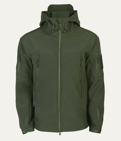 VogeLuxe | Men’s Tactical Softshell Jacket with Hood and Utility Pockets