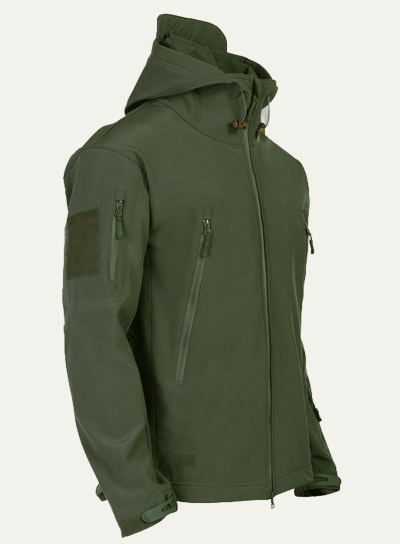 VogeLuxe | Men’s Tactical Softshell Jacket with Hood and Utility Pockets