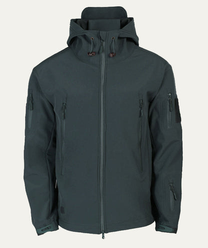 VogeLuxe | Men’s Tactical Softshell Jacket with Hood and Utility Pockets