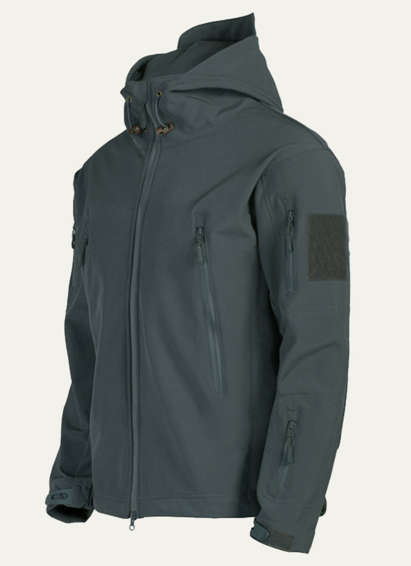 VogeLuxe | Men’s Tactical Softshell Jacket with Hood and Utility Pockets