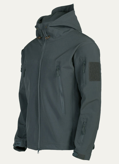 VogeLuxe | Men’s Tactical Softshell Jacket with Hood and Utility Pockets