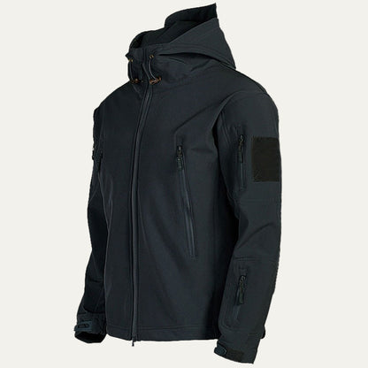 VogeLuxe | Men’s Tactical Softshell Jacket with Hood and Utility Pockets