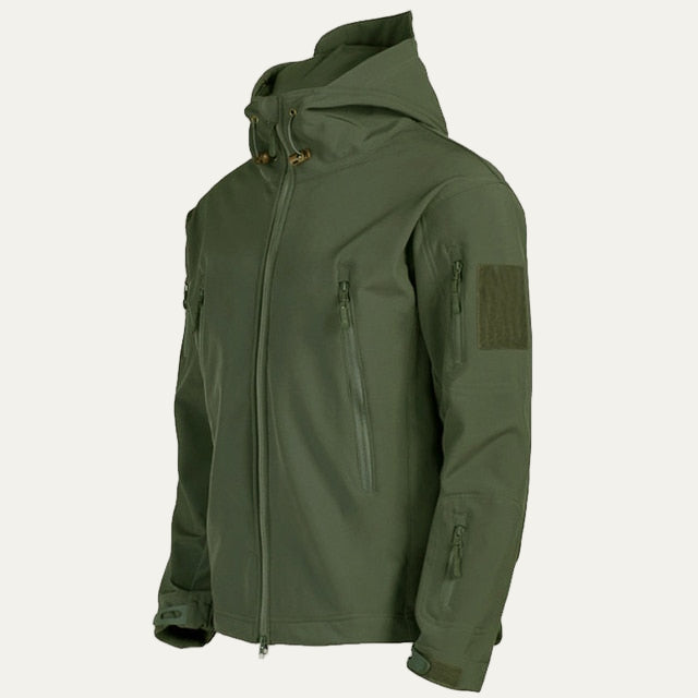VogeLuxe | Men’s Tactical Softshell Jacket with Hood and Utility Pockets