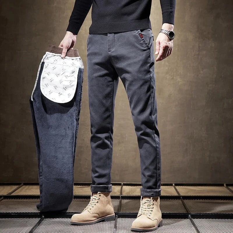 Men's Thick Fleece Jogger Pants Comfort Fit Warm Casual
